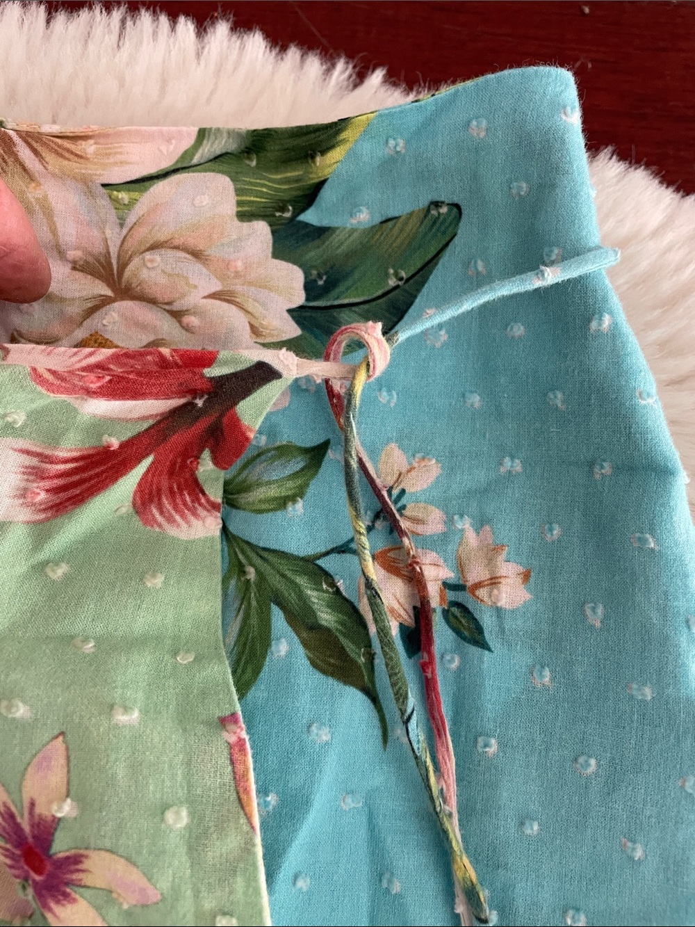 FARM Rio Floral Patchwork Midi Skirt in Mint, Lavender, Coral - Picture 6 of 7